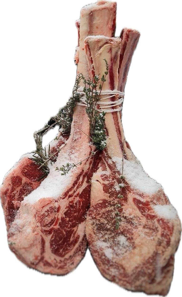 Tomahawk de vită pe jar de lemn, feliat pe placă